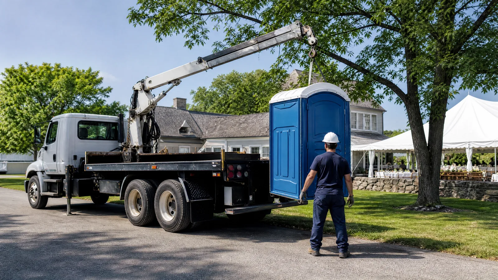 Portable restroom site planning map with marked access routes